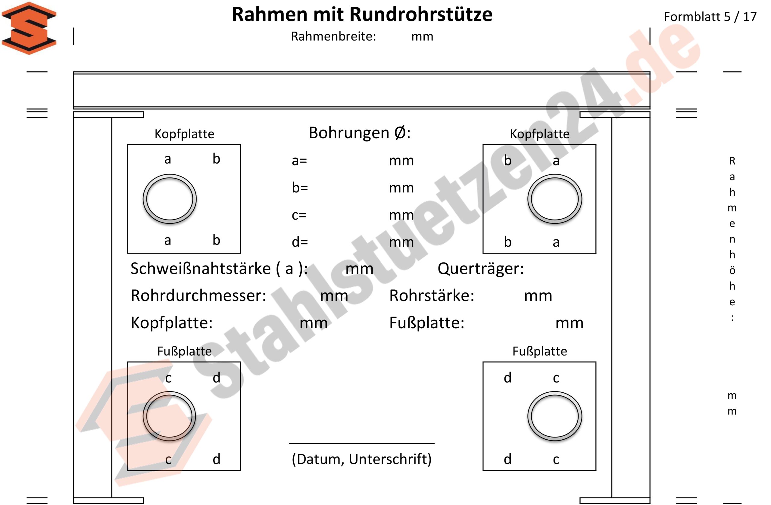 Konstruktionshilfe - Rahmen mit Rundrohrstütze