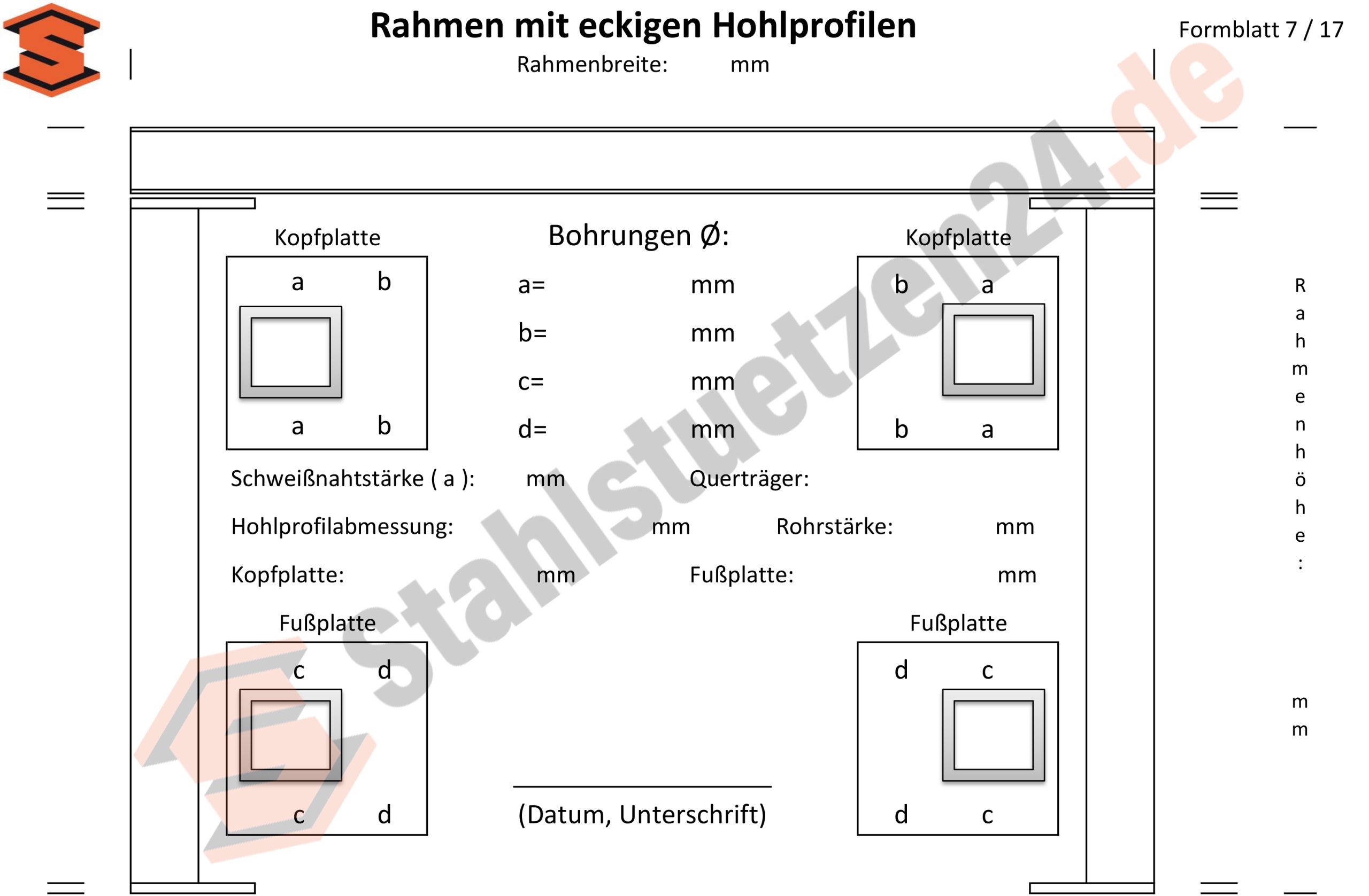 Konstruktionshilfe - Rahmen mit eckigem Hohlprofilen