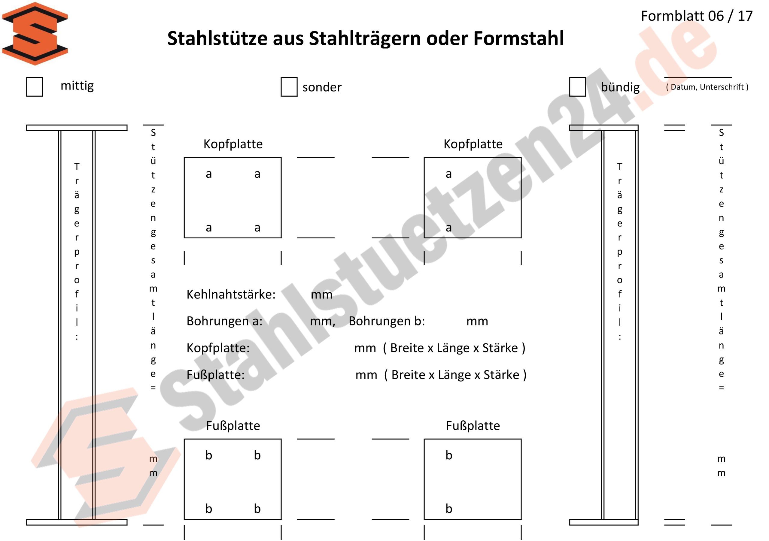 Konstruktionshilfe - Stahlstütze aus Stahlträgern oder Formstahl